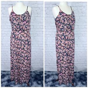 👗|•NAIF•| Navy Paisley Elastic Waist Maxi Dress Size Large